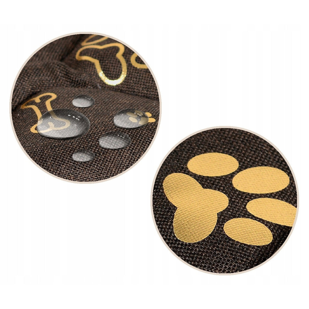 KingDog Prestige Dog Bed Dog Mat Durable Waterproof Dog Mattress with a Pattern of Golden Bones in Brown 120x80 cm