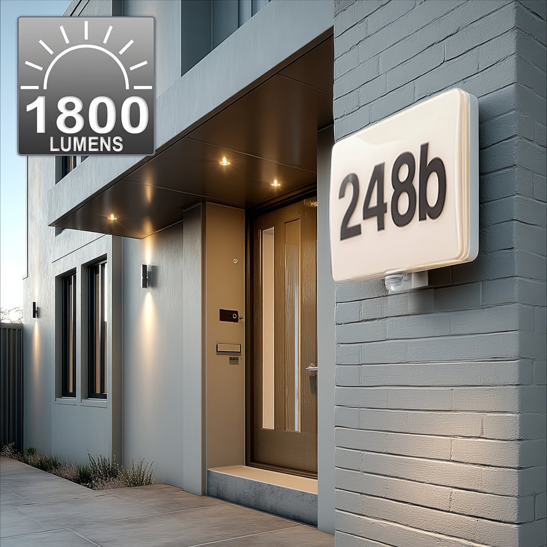 Maclean MCE466 LED Lamp with House Number Sign IR Sensor Dusk to Dawn Dimmable 20W IP65 1600lm