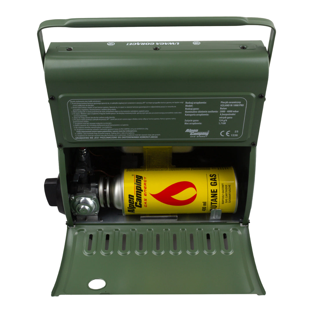 Alpen Camping Portable Gas Stove, 2-in-1 Stove/oven, Gas Consumption 108g/h, Piezo Ignition, IK1100 + 4 Cartridges