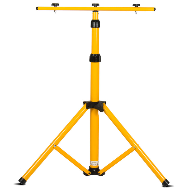 Working tripod for Maclean floodlights, for 2 floodlights, LED, yellow, made of steel, max. height 1.5m + power cord