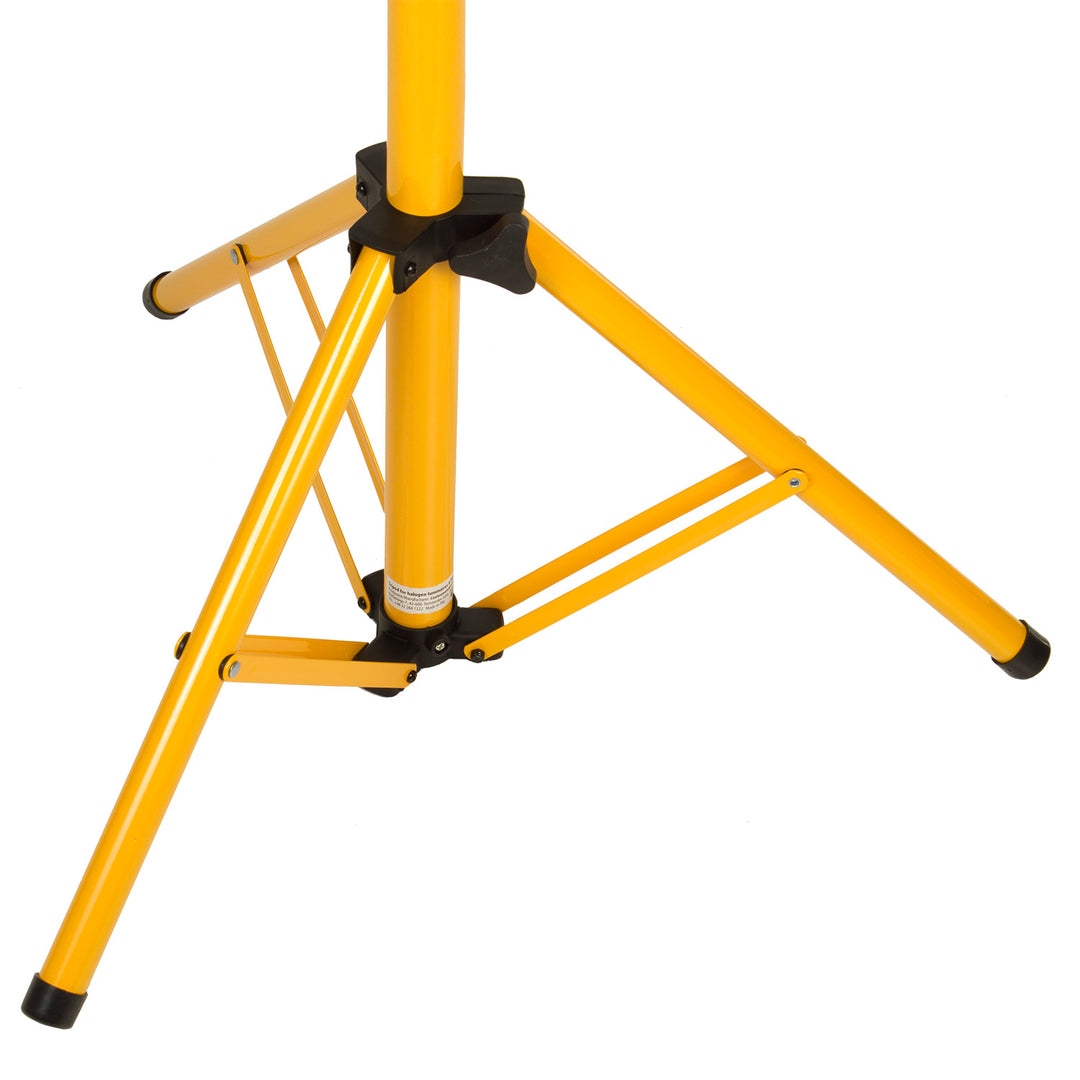 Working tripod for Maclean floodlights, for 2 floodlights, LED, yellow, made of steel, max. height 1.5m + power cord