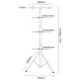 Working tripod for Maclean floodlights, for 2 floodlights, LED, yellow, made of steel, max. height 1.5m + power cord
