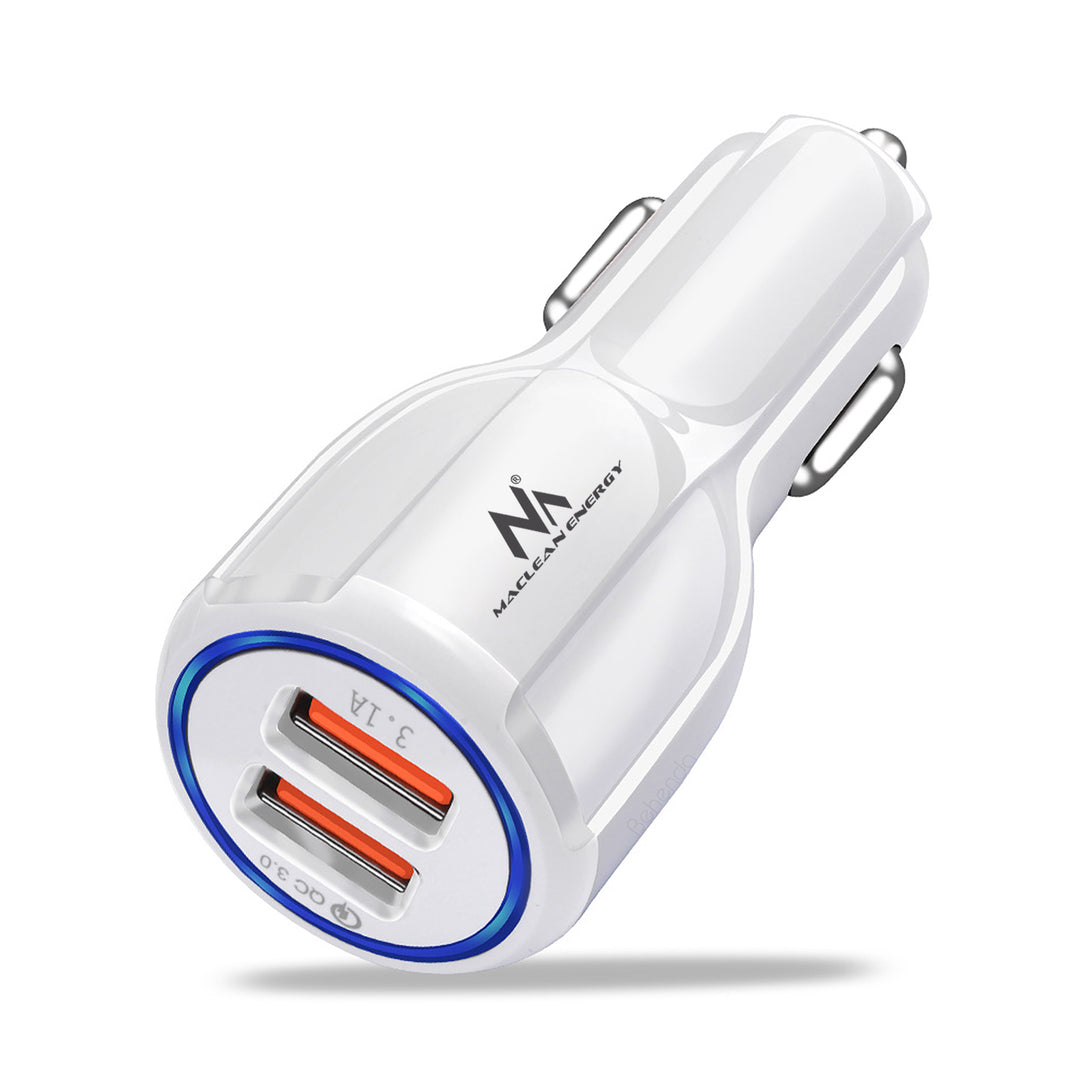 Maclean MCE478 W Car Charger, Qualcomm Quick Charge, QC 3.0 - 5V/3A, 9V/1.8A, 12V/1.6A, 5V/3.1A Socket with Maclean MCE471 USB Type-C Cable Set