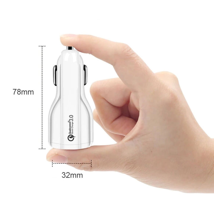 Maclean MCE478 W Car Charger, Qualcomm Quick Charge, QC 3.0 - 5V/3A, 9V/1.8A, 12V/1.6A, 5V/3.1A Socket with Maclean MCE471 USB Type-C Cable Set