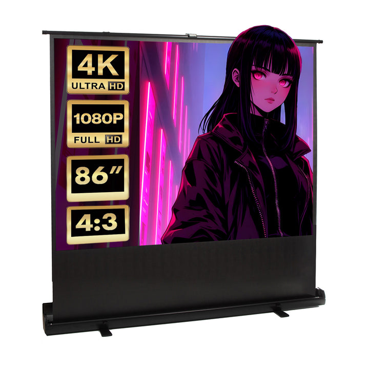 Maclean Portable Projection Screen, Compact, Floor-Standing, 86", 4:3, MC-963
