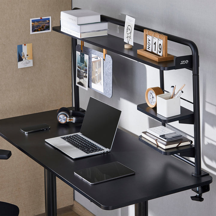 Ergo Office ER-452 Desk Shelf, Additional Shelf, Desk Extension, Clampable, up to 20 kg, Black