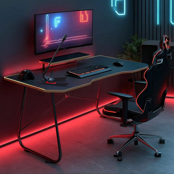 NanoRS RS170 Gaming Desk with Monitor Shelf, Computer Desk, 50kg max, Height 850mm, Black
