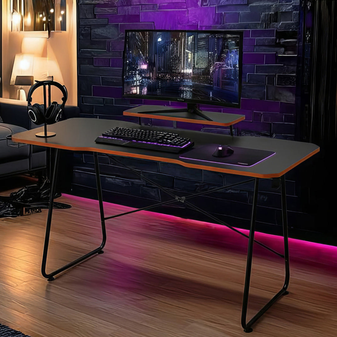 NanoRS RS170 Gaming Desk with Monitor Shelf, Computer Desk, 50kg max, Height 850mm, Black