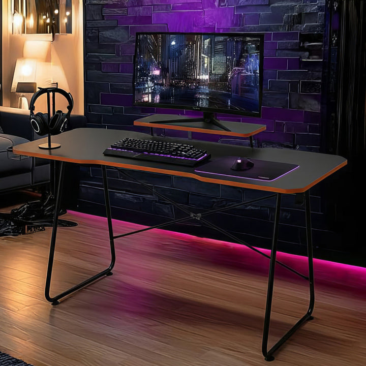 NanoRS RS170 Gaming Desk with Monitor Shelf, Computer Desk, 50kg max, Height 850mm, Black