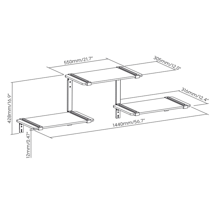 Maclean MC-974 Three-level Modular Shelves, Wall Floating Shelves, Storage, 30kg max