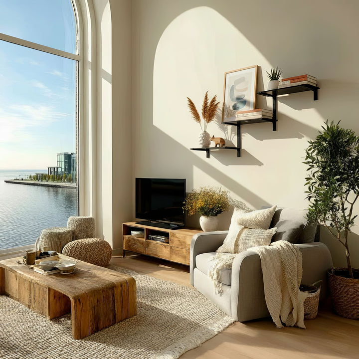 Maclean MC-974 Three-level Modular Shelves, Wall Floating Shelves, Storage, 30kg max