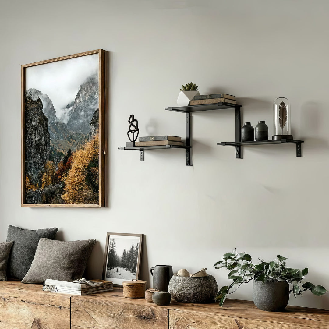 Maclean MC-974 Three-level Modular Shelves, Wall Floating Shelves, Storage, 30kg max