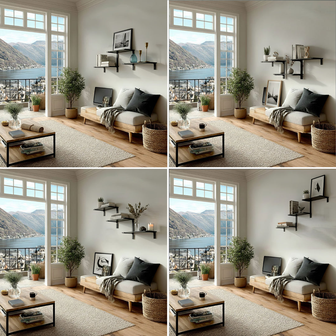 Maclean MC-974 Three-level Modular Shelves, Wall Floating Shelves, Storage, 30kg max