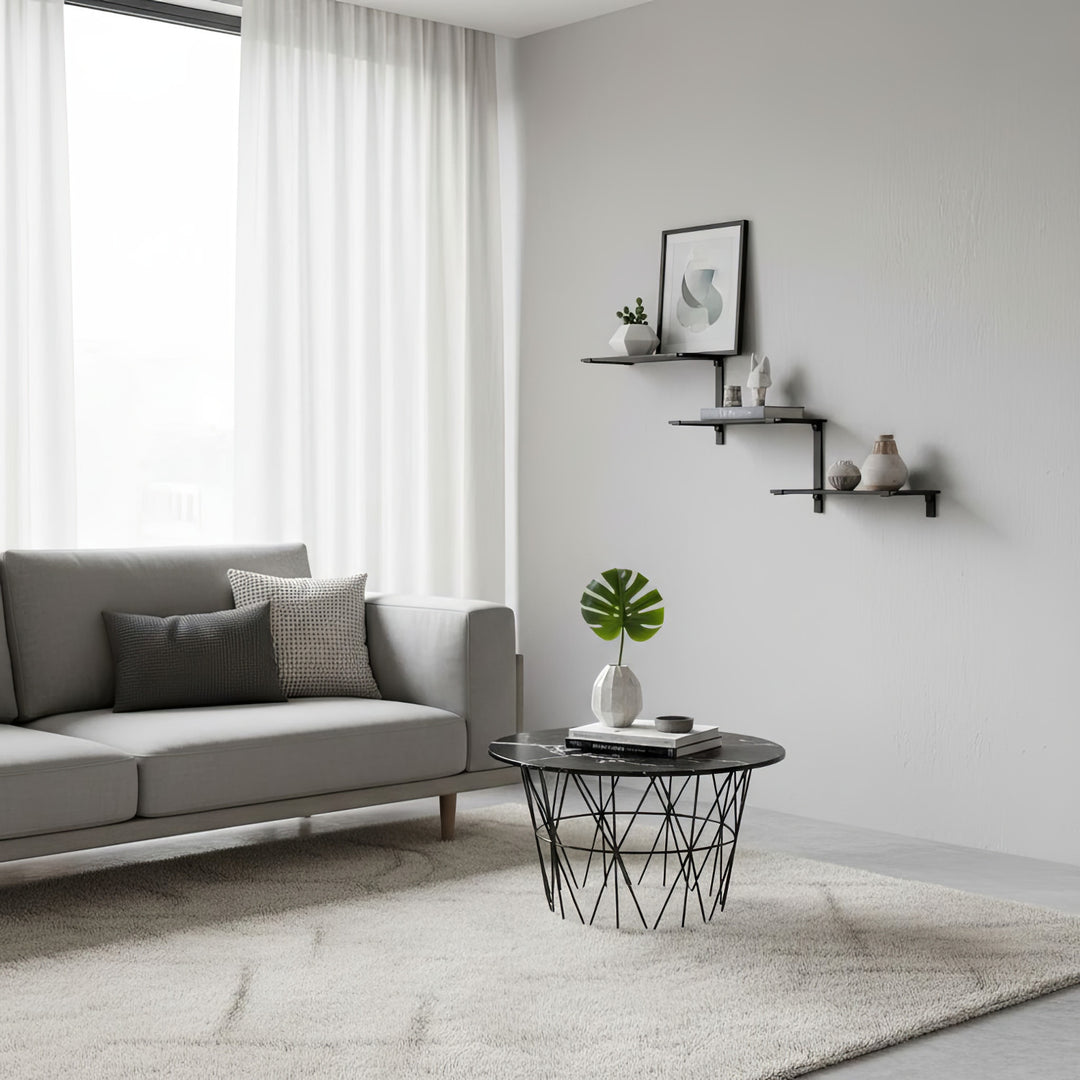 Maclean MC-974 Three-level Modular Shelves, Wall Floating Shelves, Storage, 30kg max