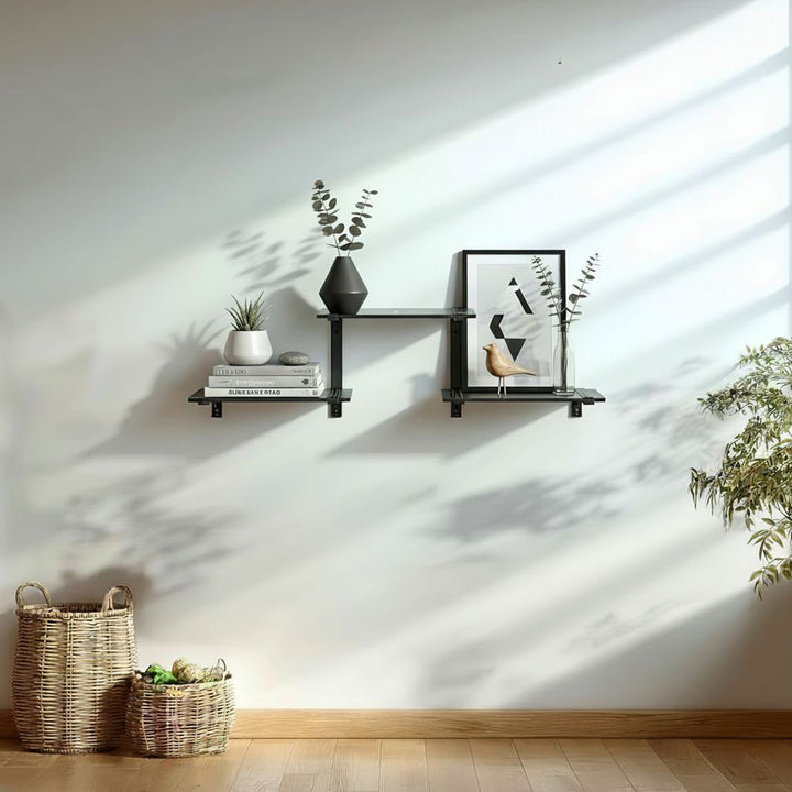 Maclean MC-974 Three-level Modular Shelves, Wall Floating Shelves, Storage, 30kg max