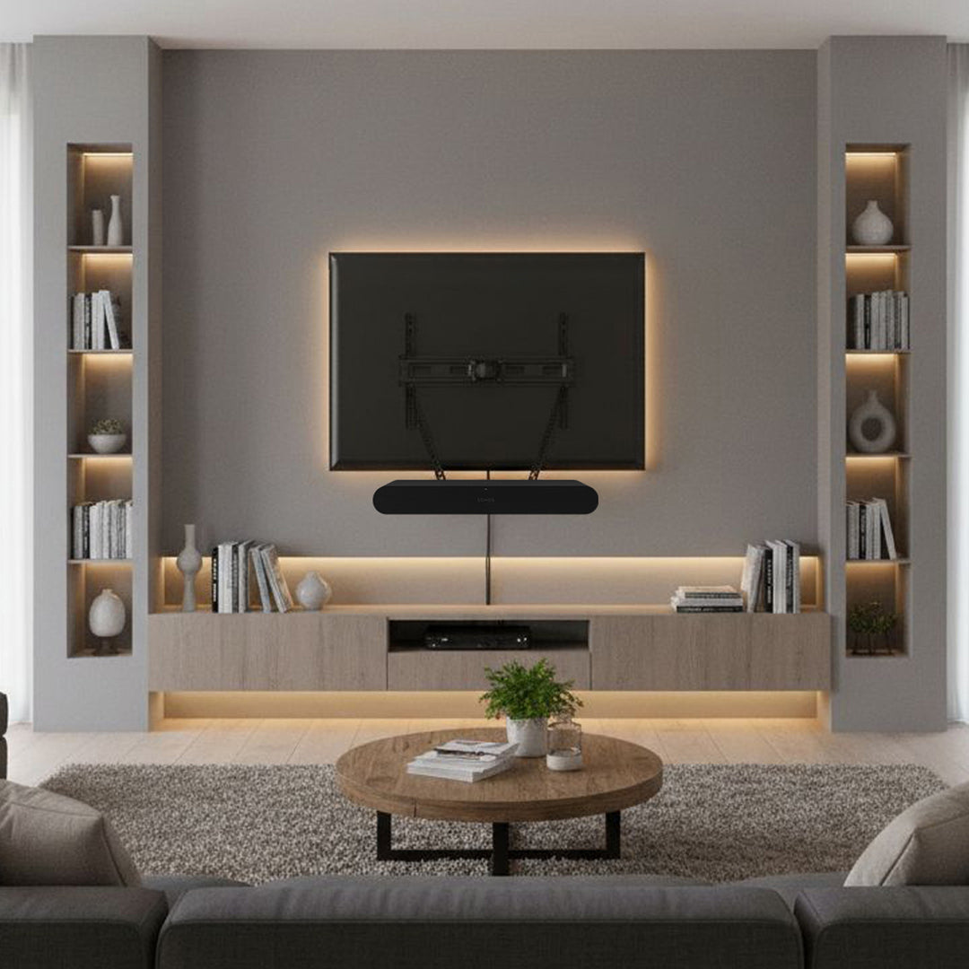 Maclean MC-975 TV VESA Mount Holder for Sonos Ray Soundbar Speaker Holder Bracket 2kg Powder Coating Sturdy