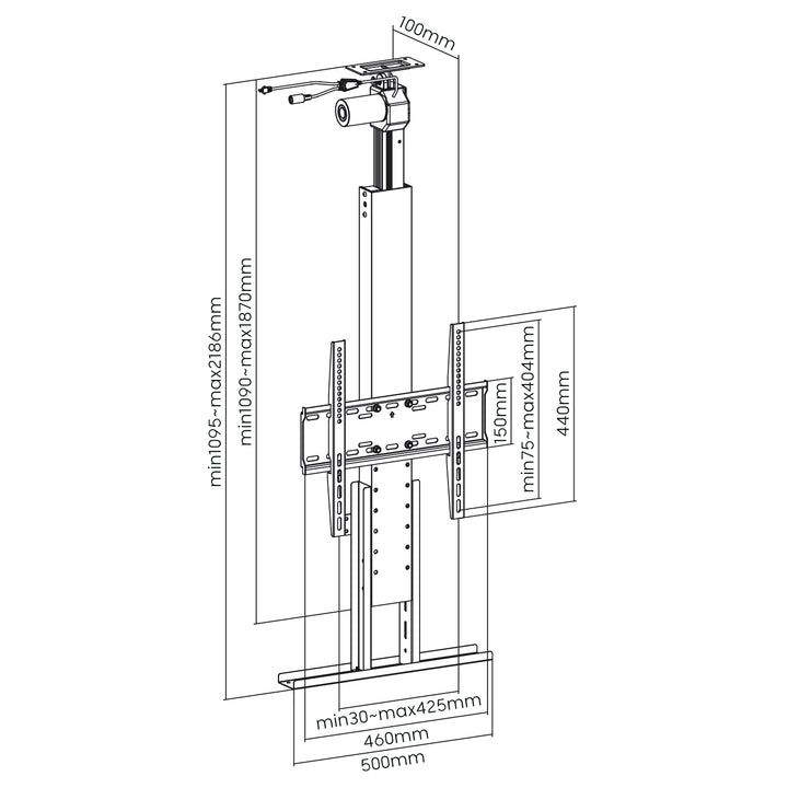 Maclean MC-976 Motorized Floor &amp; Ceiling TV Lift 50kg Cabinet Electric TV Holder Mount 32''-55''' VESA 400x400 Remote Control