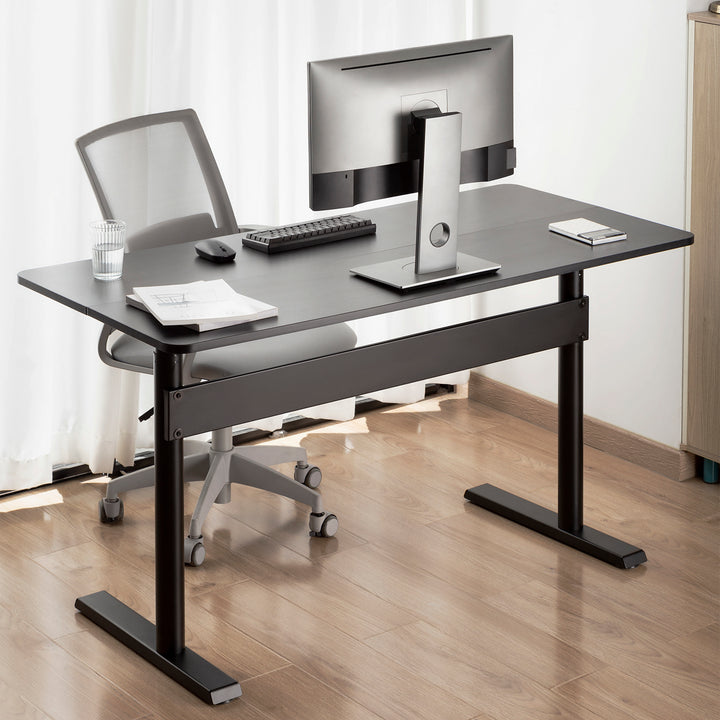 Ergo Office ER-453 Table Desk with Top 140x68cm, Gas Spring, Height Adjustment, for Standing and Sitting Work, Max Height 115cm