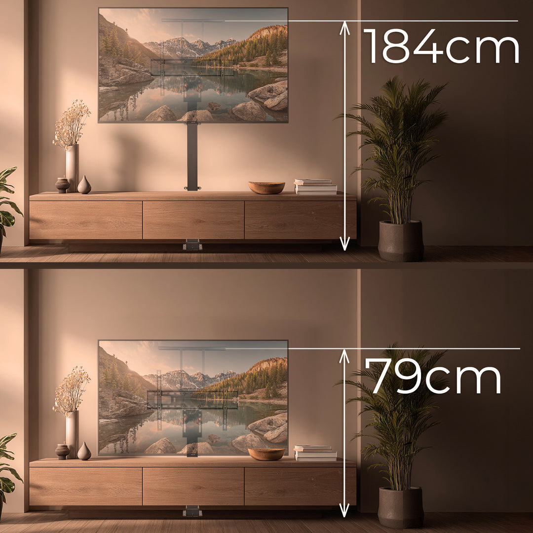 Maclean MC-866T Smart Motorized Electric TV Lift TUYA Mobile App Floor Mount Bracket Alexa Google Home 37''-80'' 60kg Cabinet VESA (EU plug)