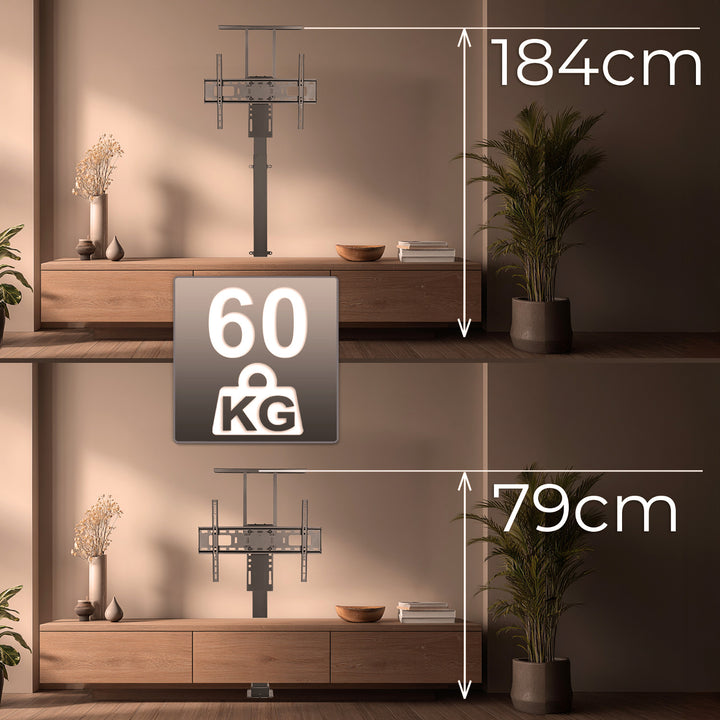 Maclean MC-866T Smart Motorized Electric TV Lift TUYA Mobile App Floor Mount Bracket Alexa Google Home 37''-80'' 60kg Cabinet VESA (EU plug)