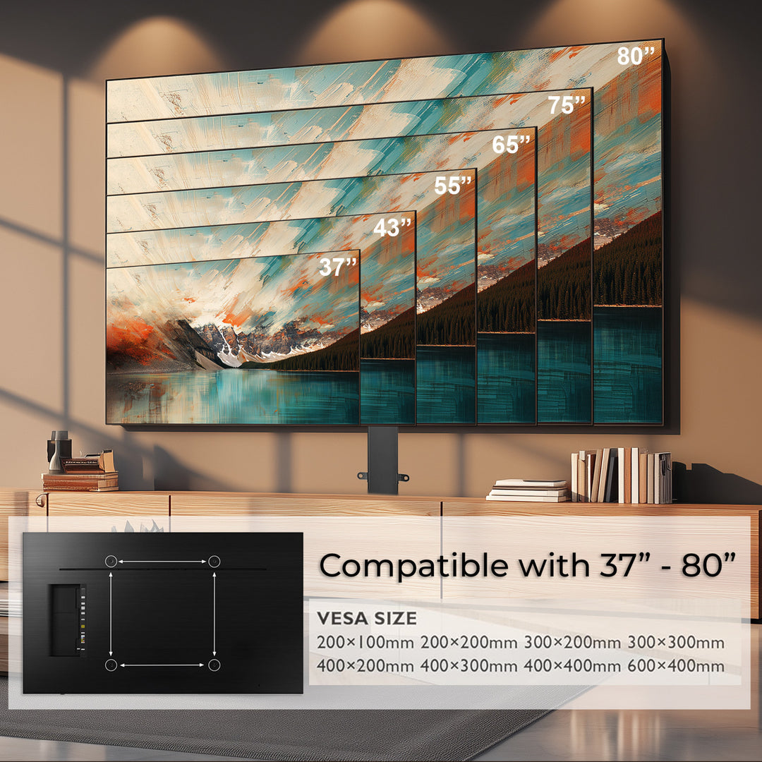 Maclean MC-866T Smart Motorized Electric TV Lift TUYA Mobile App Floor Mount Bracket Alexa Google Home 37''-80'' 60kg Cabinet VESA (EU plug)