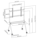 Maclean MC-977 Mobile TV Floor Stand for TVs 50"-86", 120kg, Built-in shelf, Casters