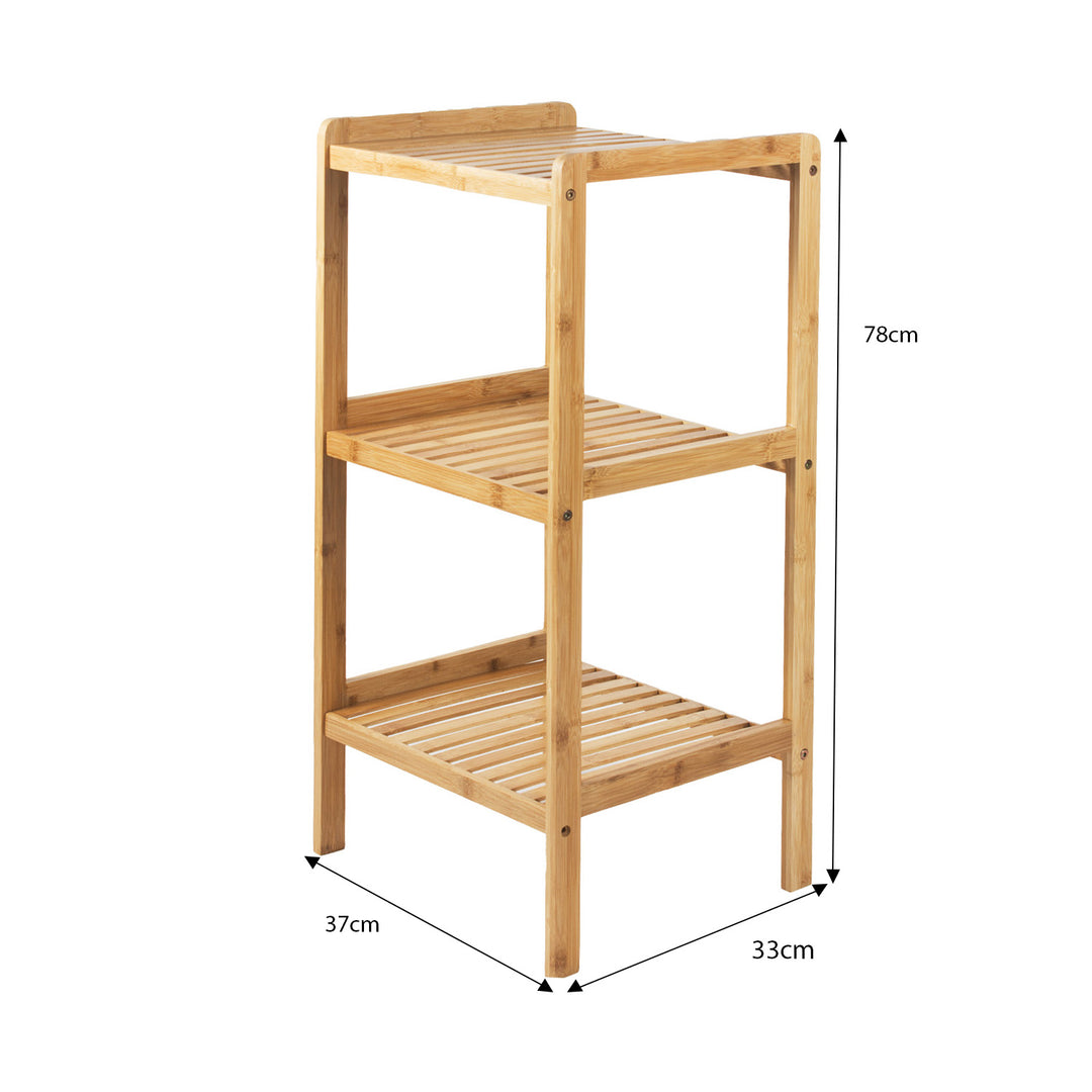 GreenBlue GB321 Bathroom Bamboo Storage Rack - 3 Shelves Cabinet Towel Accessories 370x330x780mm ECO-Friendly