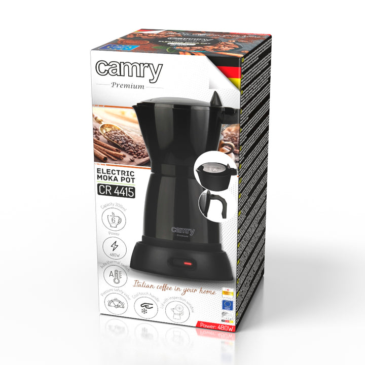 Meaisín caife leictreach Moka Camry CR 4415B 300ml le haghaidh 6 chupán espresso