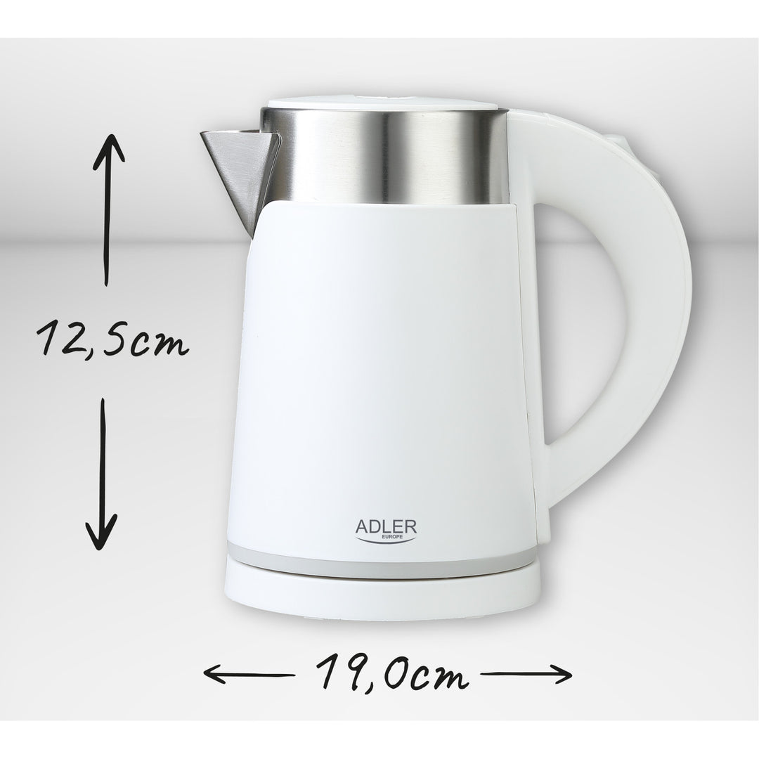 Adler electric kettle, cordless, 0.6L, 800W, white, AD 1372