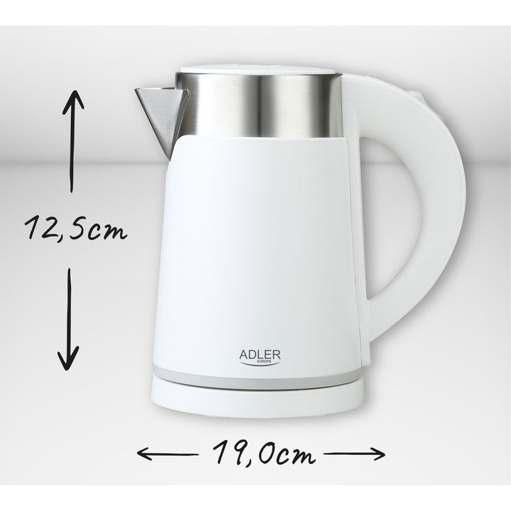 Adler electric kettle, cordless, 0.6L, 800W, white, AD 1372