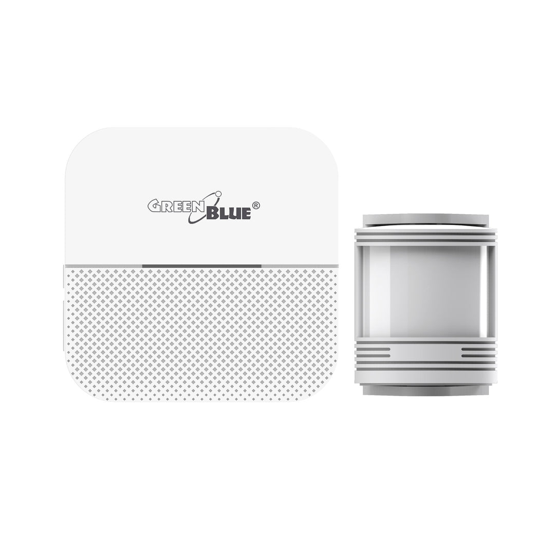 GreenBlue wireless entry beacon, 2 motion sensors, 52 melodies, white, 230V AC, max 8 sensors, GB212