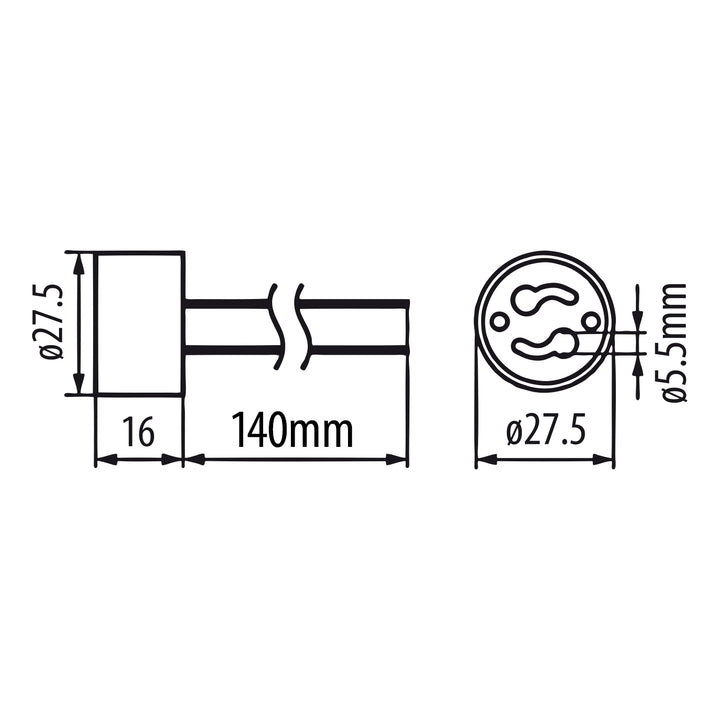 10x Maclean connection socket, GU10 ceramic socket, 250V~, Max. rated current 2A, Cable length 14cm, MCE428