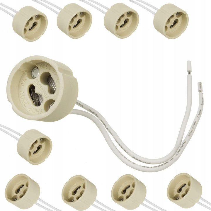 10x Maclean connection socket, GU10 ceramic socket, 250V~, Max. rated current 2A, Cable length 14cm, MCE428