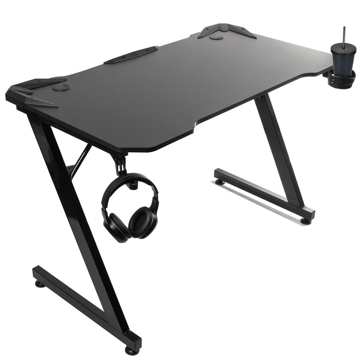 NanoRS RS345 Computer Gaming Desk 110x60cm Ergonomic Headphones Cup Holder Cable Grommets