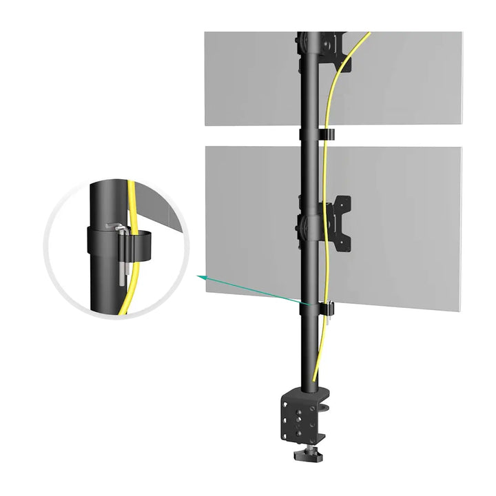 Maclean MC-966 Vertical Double Monitor Mount Screen Holder max VESA 100x100 13-27" 2x 9kg Adjustable