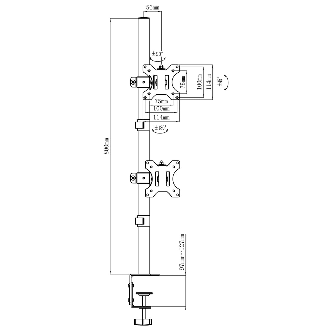 Maclean monitor mount, max VESA 100x100, 13-27", 9kg, MC-966