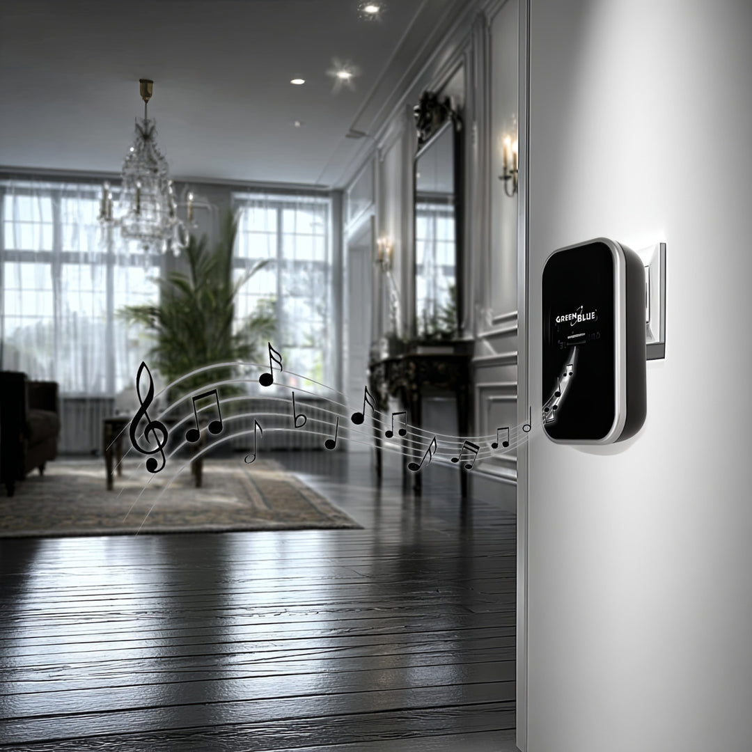 Clog Dorr Gan Sreang Gan Cheallraí GreenBlue GB157 B Cinéiteach, Melodies, Dubh, Raon suas le 200m, IP44