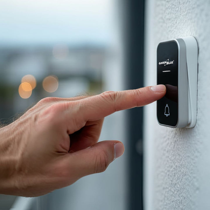 Clog Dorr Gan Sreang Gan Cheallraí GreenBlue GB157 B Cinéiteach, Melodies, Dubh, Raon suas le 200m, IP44