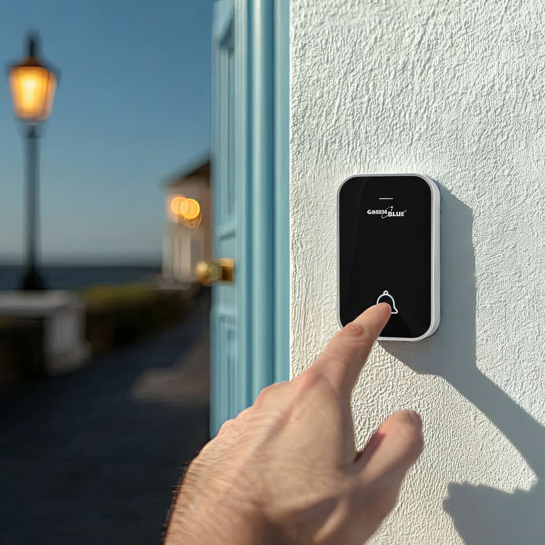 Clog Dorr Gan Sreang Gan Cheallraí GreenBlue GB157 B Cinéiteach, Melodies, Dubh, Raon suas le 200m, IP44