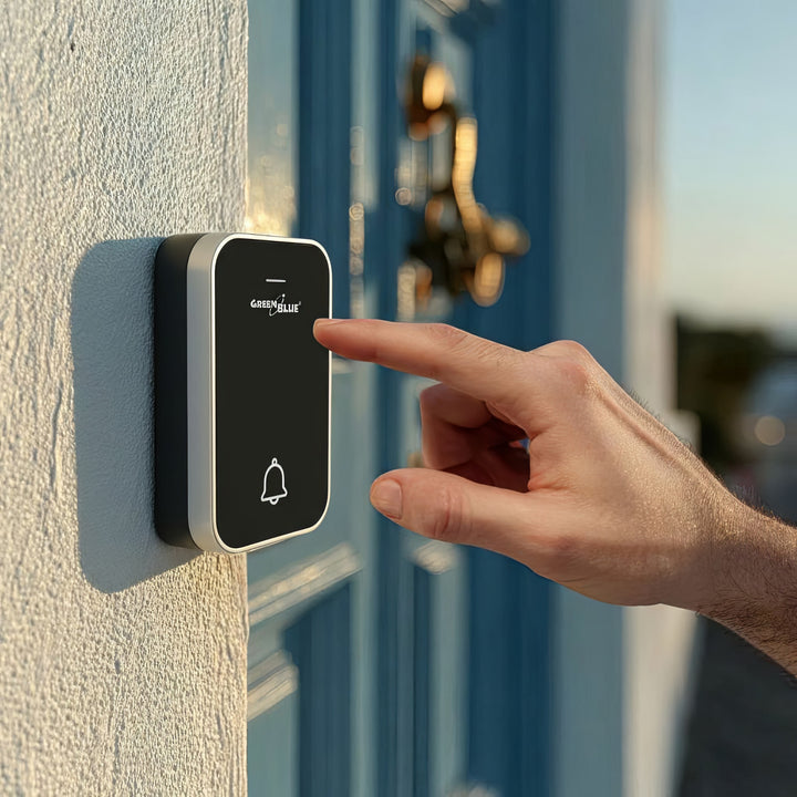 Clog Dorr Gan Sreang Gan Cheallraí GreenBlue GB157 B Cinéiteach, Melodies, Dubh, Raon suas le 200m, IP44