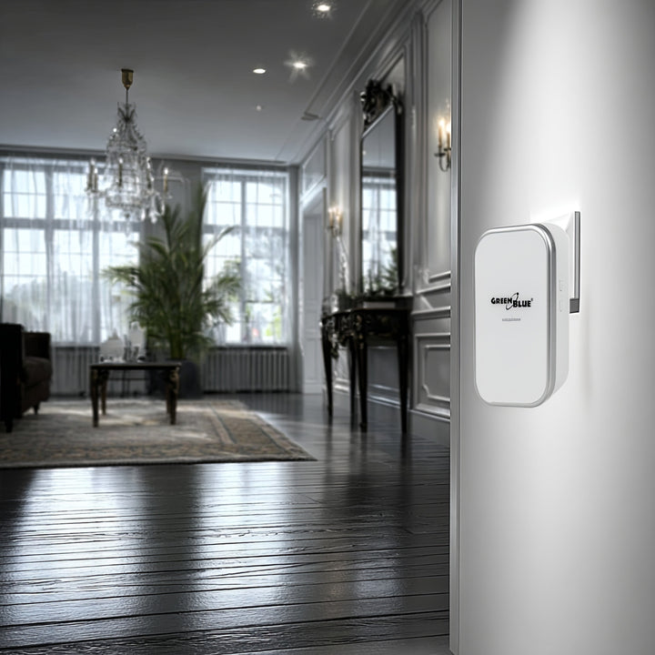 Clog Doras Gan Sreang Gan Ceallraí GreenBlue GB157 W Cinéiteach, Melodies, Bán, Raon suas le 200m, IP44