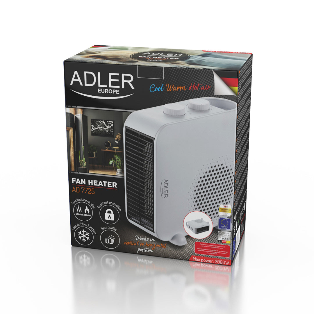 Adler fan heater, dual function, cold blow, 2000W, white, AD 7725