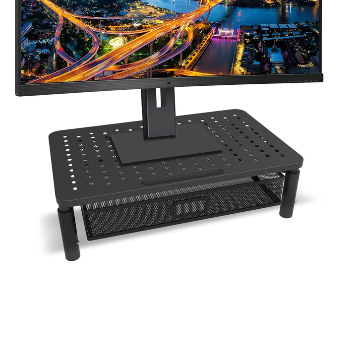 Maclean MC-947 Monitor Laptop Stand Riser with Drawer Screen 13" - 32" Ergonomic Vented Design 3-Level Adjustable Height