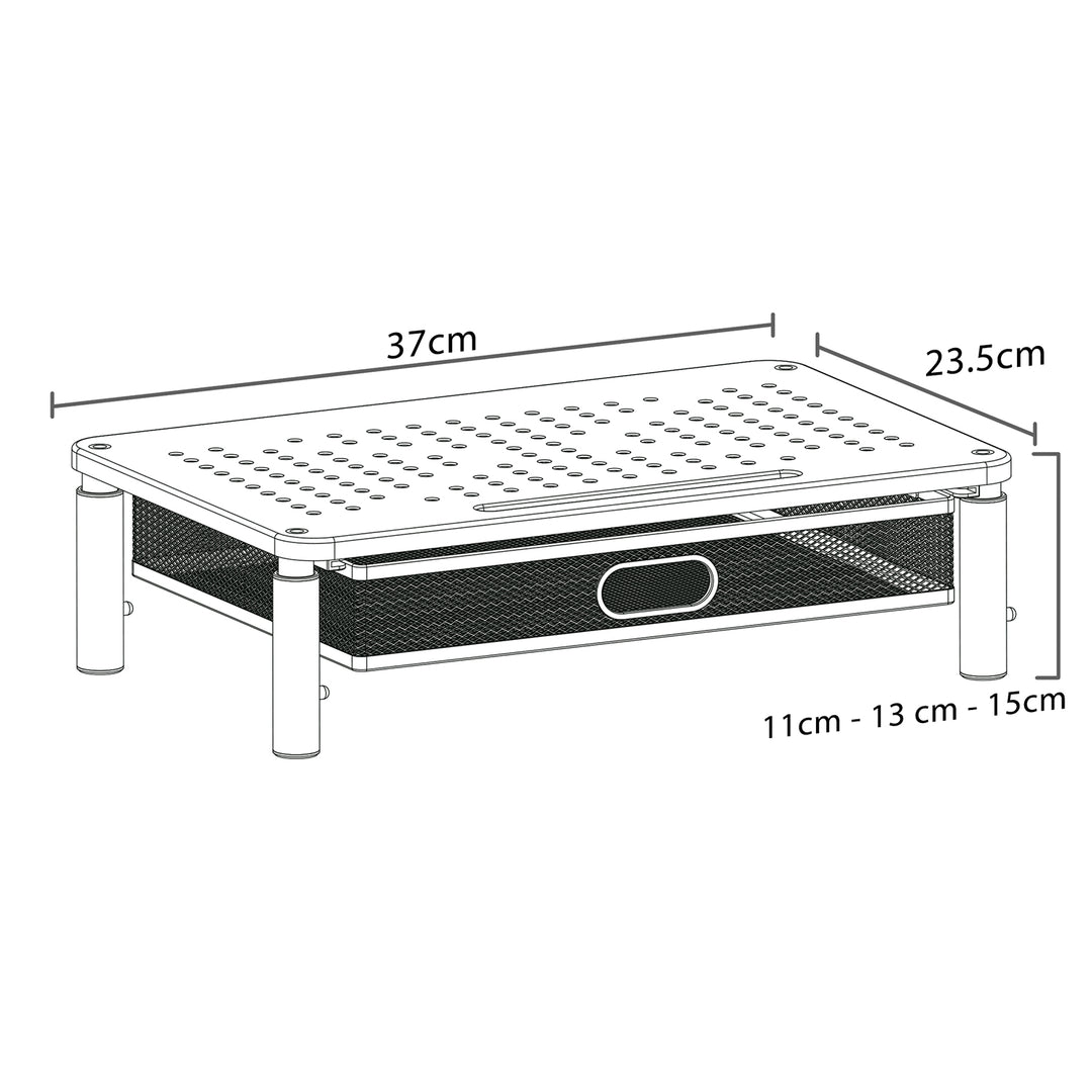 Maclean MC-947 Monitor Laptop Stand Riser with Drawer Screen 13" - 32" Ergonomic Vented Design 3-Level Adjustable Height