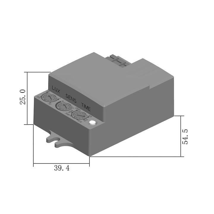 Maclean MCE316 microwave motion sensor, offering an 8m range with a maximum load of 1200W. Rated IP20, it operates at 5.8 GHz, ensuring reliable performance.