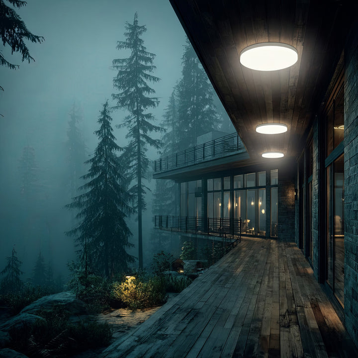 Maclean MCE347 ceiling LED sensor lamp. Equipped with a 5.8GHz microwave sensor, it emits a 4000K light with 12W power and 950lm brightness. With an IP44 rating, it ensures durability and reliability in various environments.