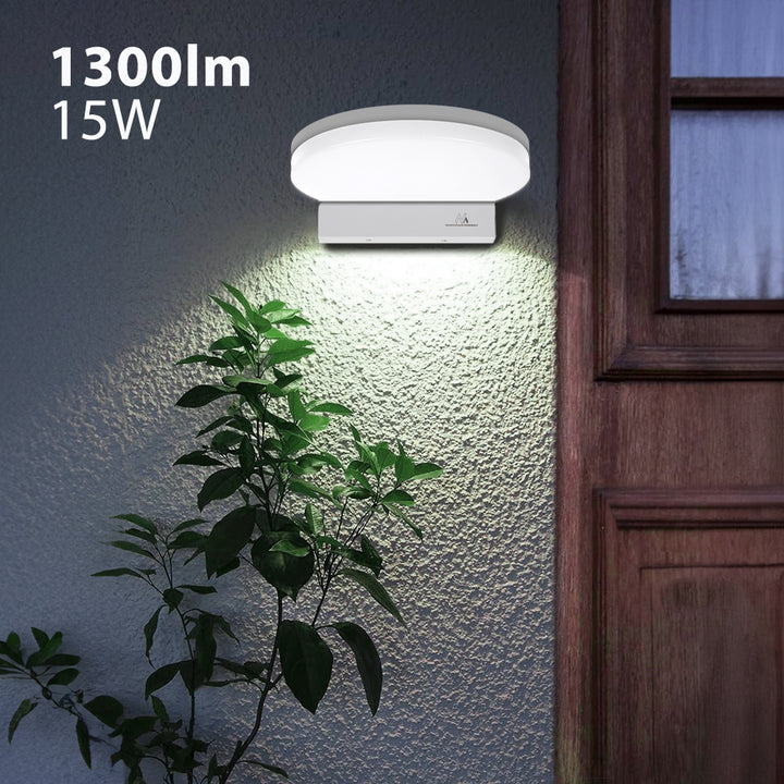 Maclean MCE346 W Wall LED Lamp 15W 1300lm Neutral White 4000K IP65 Round Indoor Outdoor Waterproof White