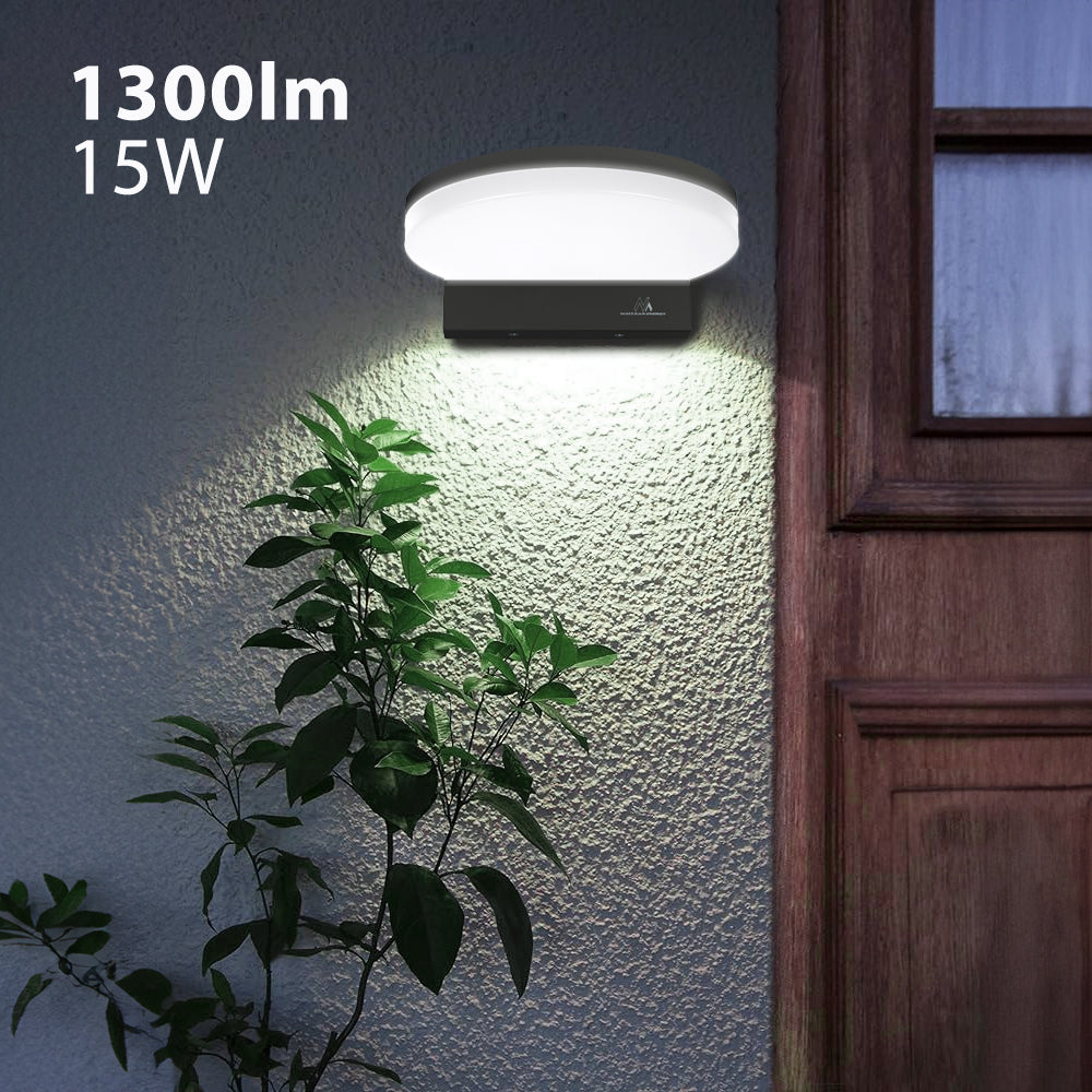 Maclean MCE346 B Wall LED Lamp 15W 1300lm Neutral White 4000K IP65 Round Indoor Outdoor Waterproof Black