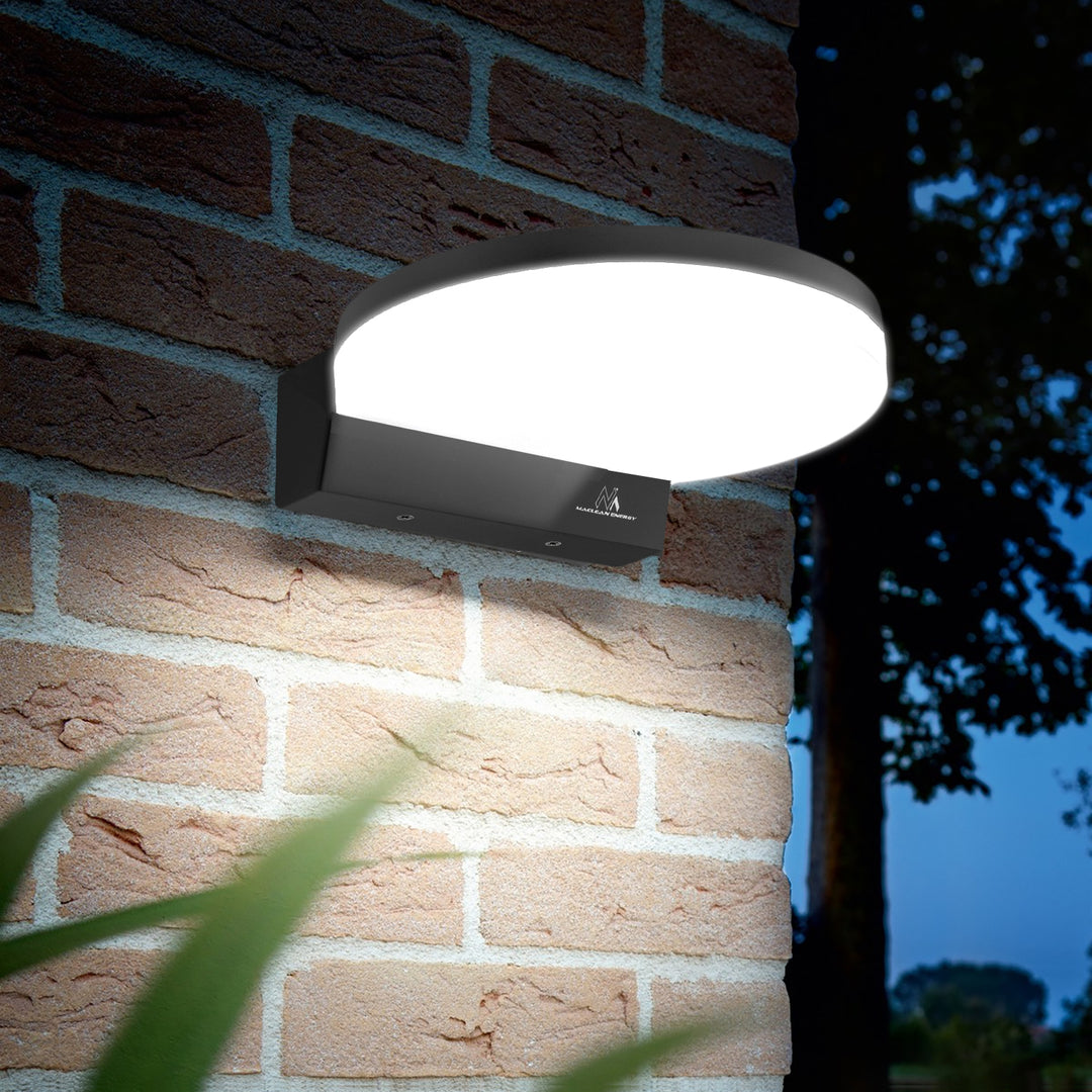 Maclean MCE346 GR Wall LED Lamp 15W 1300lm Neutral White 4000K IP65 Round Indoor Outdoor Waterproof Grey