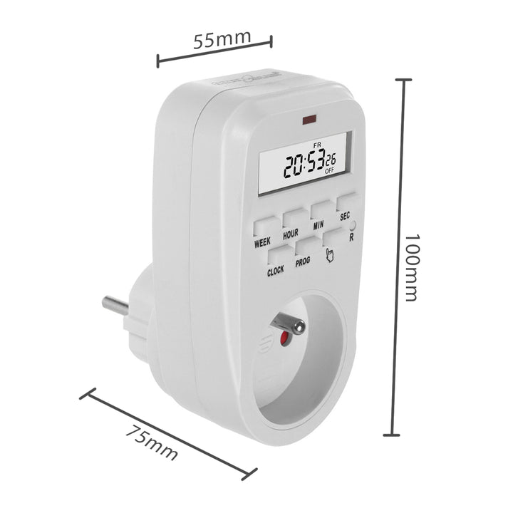 GreenBlue GB362 E Timer Switch - Digital Timer, Max. Load 16A, IP20, European Plug